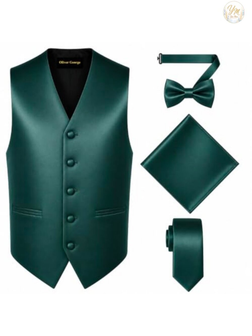 Men's 4 Piece Formal Vest Tie Bowtie Handkerchief Set Tuxedo Suit